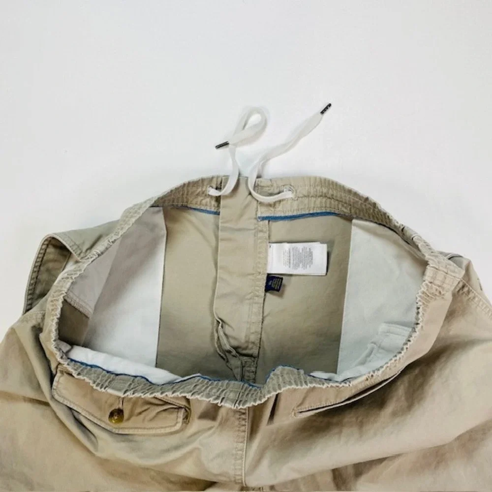 Polo Ralph Lauren Mens XL Tan Khaki Elastic Waist Stretch Chino Shorts 5 Inseam